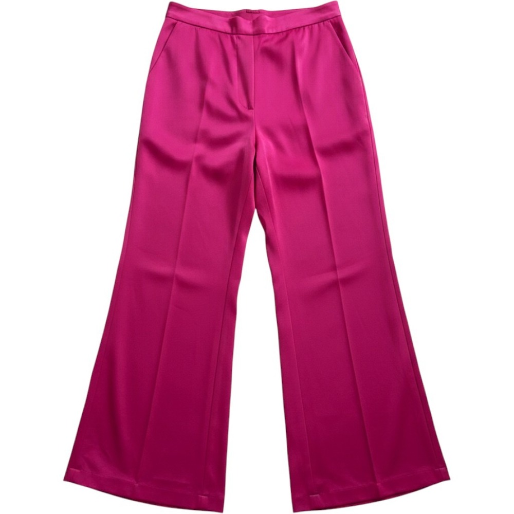 Ador Magenta Pink Wide Leg Satin Pants High Waisted Flowy Trousers 2XL